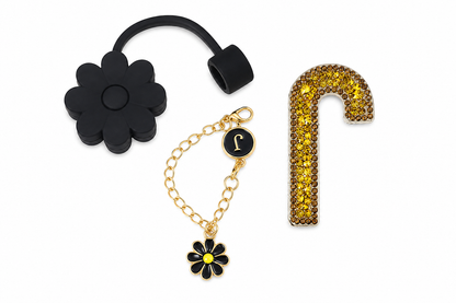 Set de Accesorios Decorativos con Colgante Floral, Gancho Brillante y Adorno de Silicona.