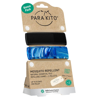 Paquete doble de pulseras repelentes de mosquitos.