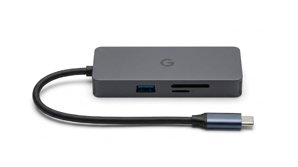 Adaptador multipuerto USB-C, a menudo llamado hud.