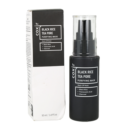 Mascarilla facial de limpieza profunda y tratamiento de poros con arroz negro y carbón