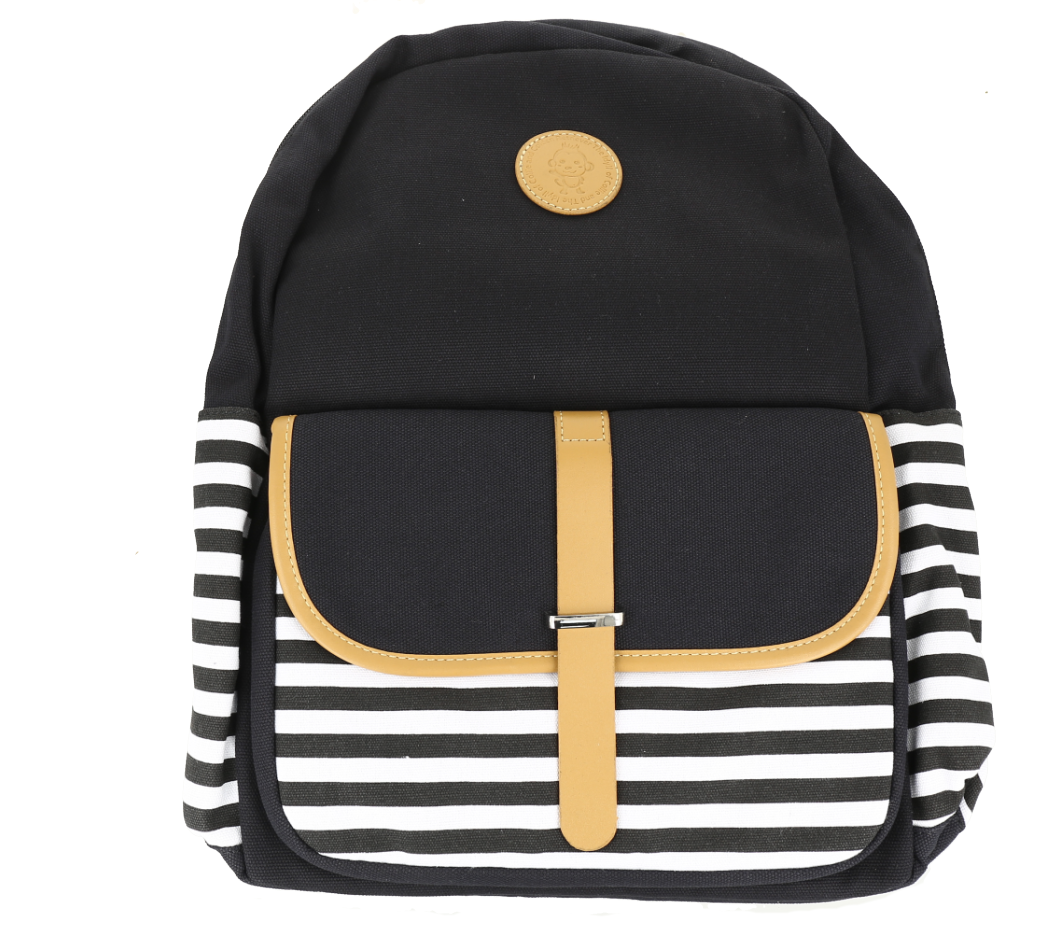 Mochila para dama negra con lineas blancas