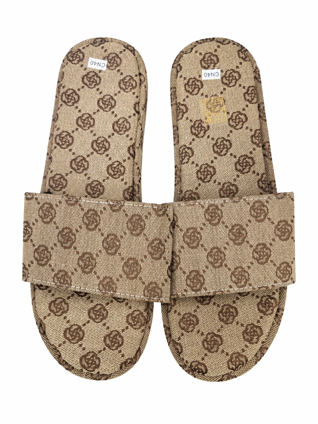 Sandalias tipo slide con estampado geométrico para mujer, talla 40.