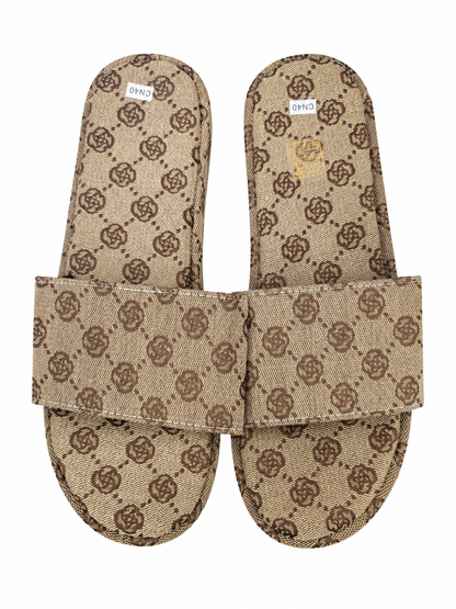 Sandalias tipo slide con estampado geométrico para mujer, talla 40.