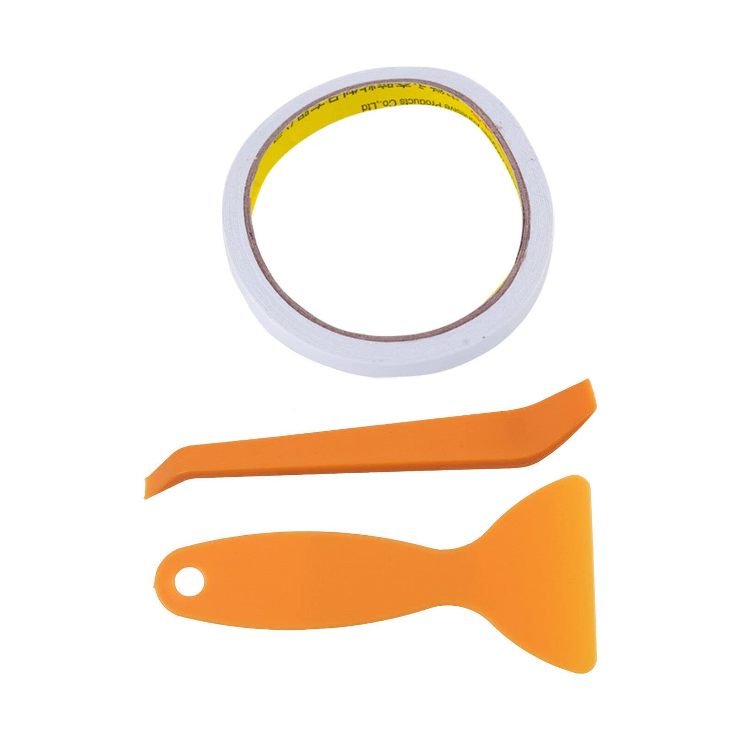 Kit incluye dos espátulas de plástico de color naranja diseñadas para retirar componentes electrónicos sin dañarlos.