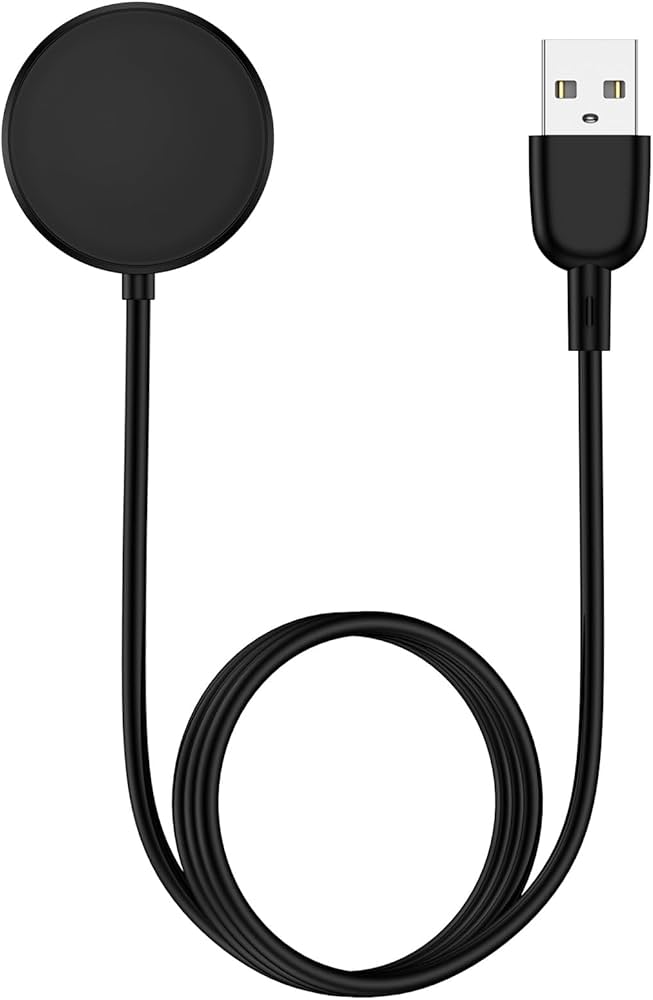 Cargador compatible con múltiples modelos de Samsung Galaxy Watch, incluyendo las series Active, Watch 3, 4, 5, 6 y 7.