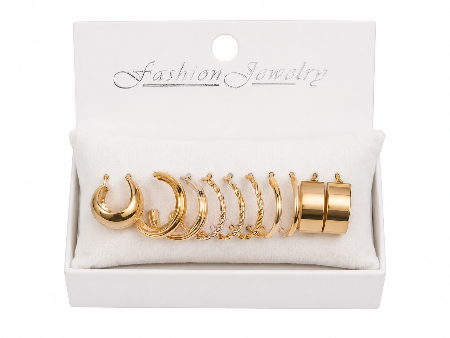 Set de Aretes de Aro en Color Dorado para Mujer.