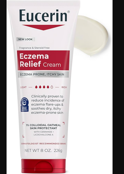 Crema de alivio para el eccema  de 8 oz con avena coloidal, ceramida y licochalcona A para pieles propensas al eccema.