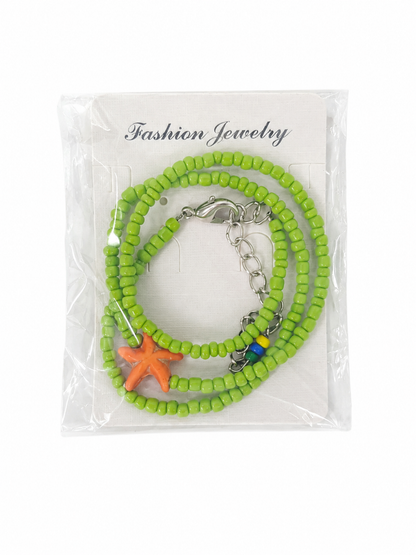 Collar de Cuentas Verdes con Colgante de Estrella de Mar.