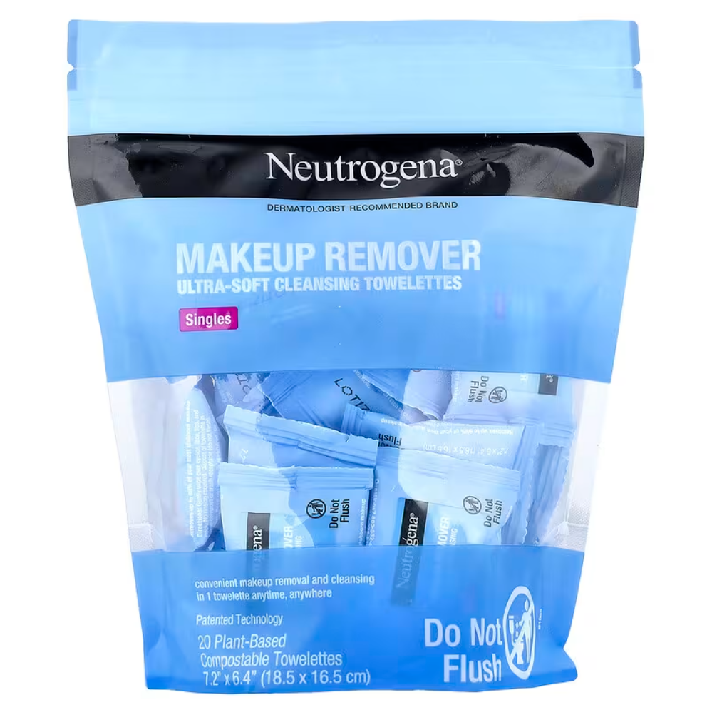 Toallitas desmaquillantes, diseñadas para eliminar el maquillaje, incluyendo la máscara resistente al agua, sin necesidad de enjuagar.