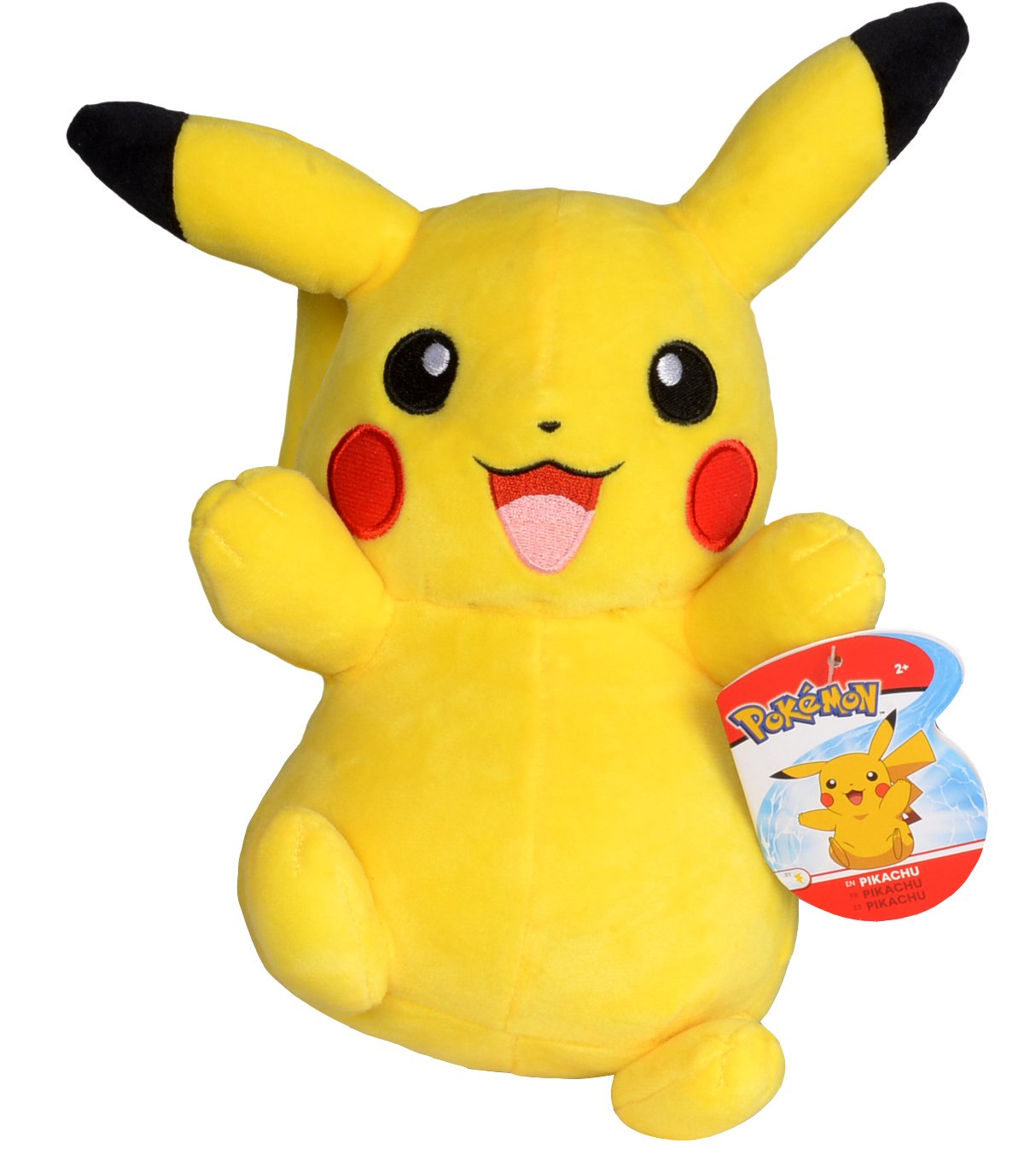 Peluche de Pikachu disponible en tamaños de 8 pulgadas.