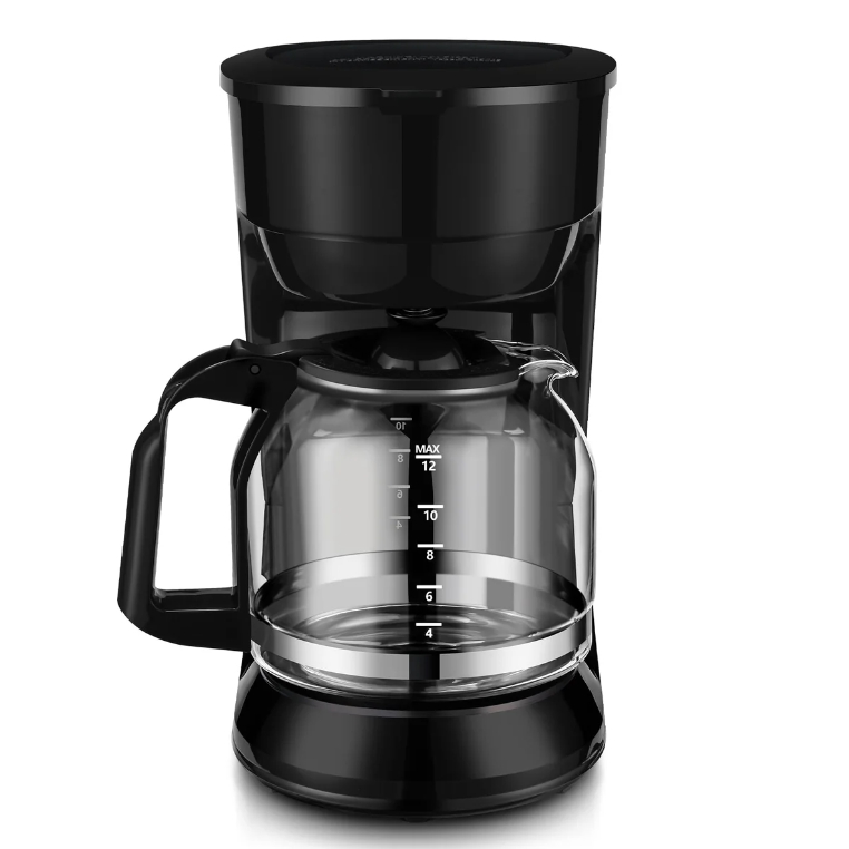 Cafetera de 12 tazas, color negro