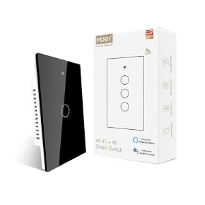 interruptor inteligente que presenta un panel de vidrio táctil negro elegante.