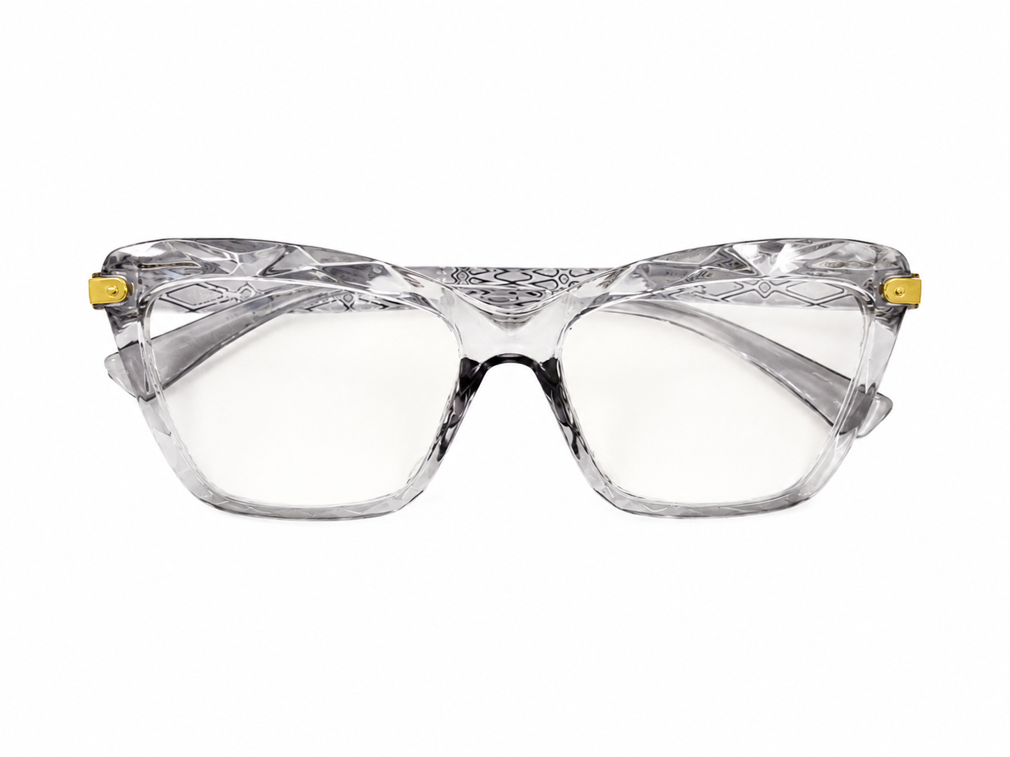 Lentes de luz azul con montura transparente gris de estilo cuadrado para mujer.