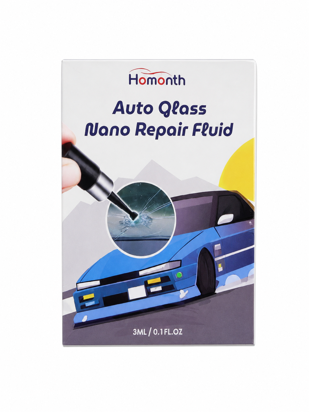 Kit reparador de parabrisas con líquido nano para reparación de grietas y astillas en vidrio automotriz.
