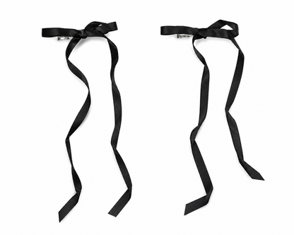 Set de lazos negros con cintas largas para cabello.