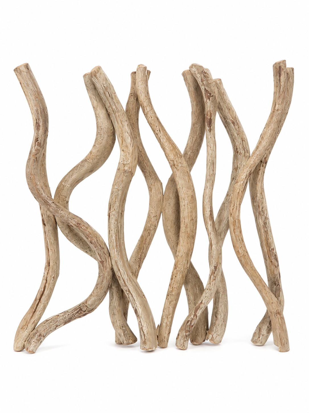 Decoración de Pared con Diseño de Ramas Entrelazadas en Acabado Rústico Natural.