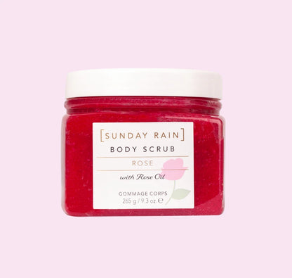 Exfoliante corporal presenta una fórmula de azúcar natural con aceite de rosa para suavizar la piel, tiene un peso neto de 265 g (9.3 oz)