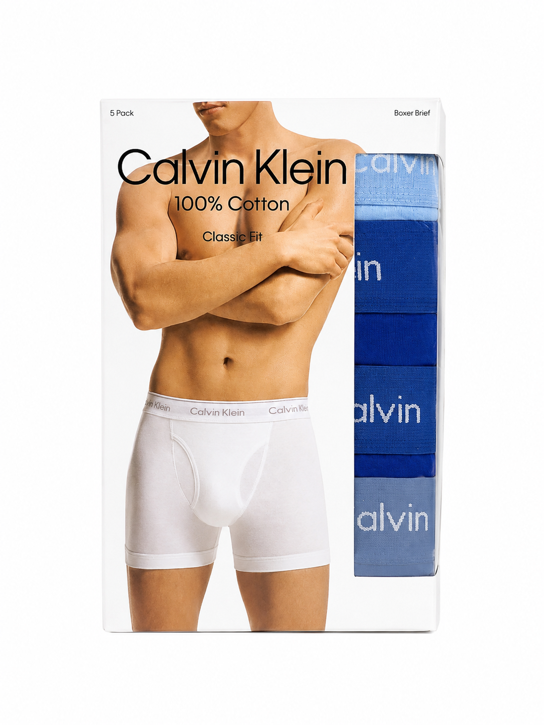Pack de 5 bóxers clásicos de algodón para hombre, ajuste clásico y cintura elástica.