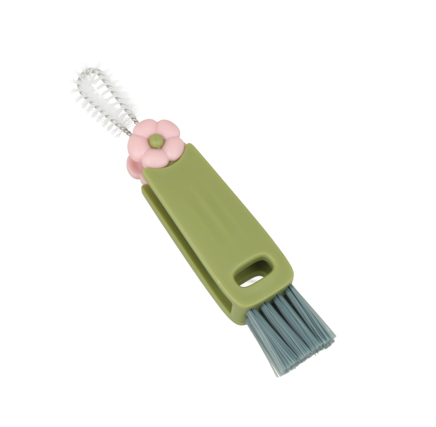 Cepillo de limpieza 3 en 1 diseñado para tapas de tazas, grietas y esquinas difíciles de alcanzar.