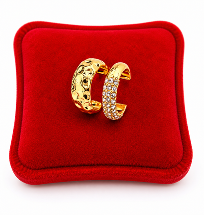 Set de Ear Cuffs Dorados para Mujer con Cristales – Aretes sin Perforación Estilo Elegante y Moderno.