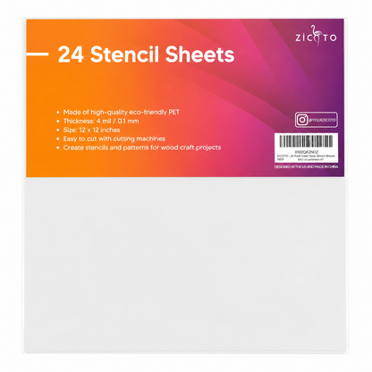 Hojas Transparentes PET para Plantillas de Corte 12 x 12 Pulgadas, Paquete de 24 Unidades, Espesor de 0.1 mm para Manualidades y Proyectos de Grabado.