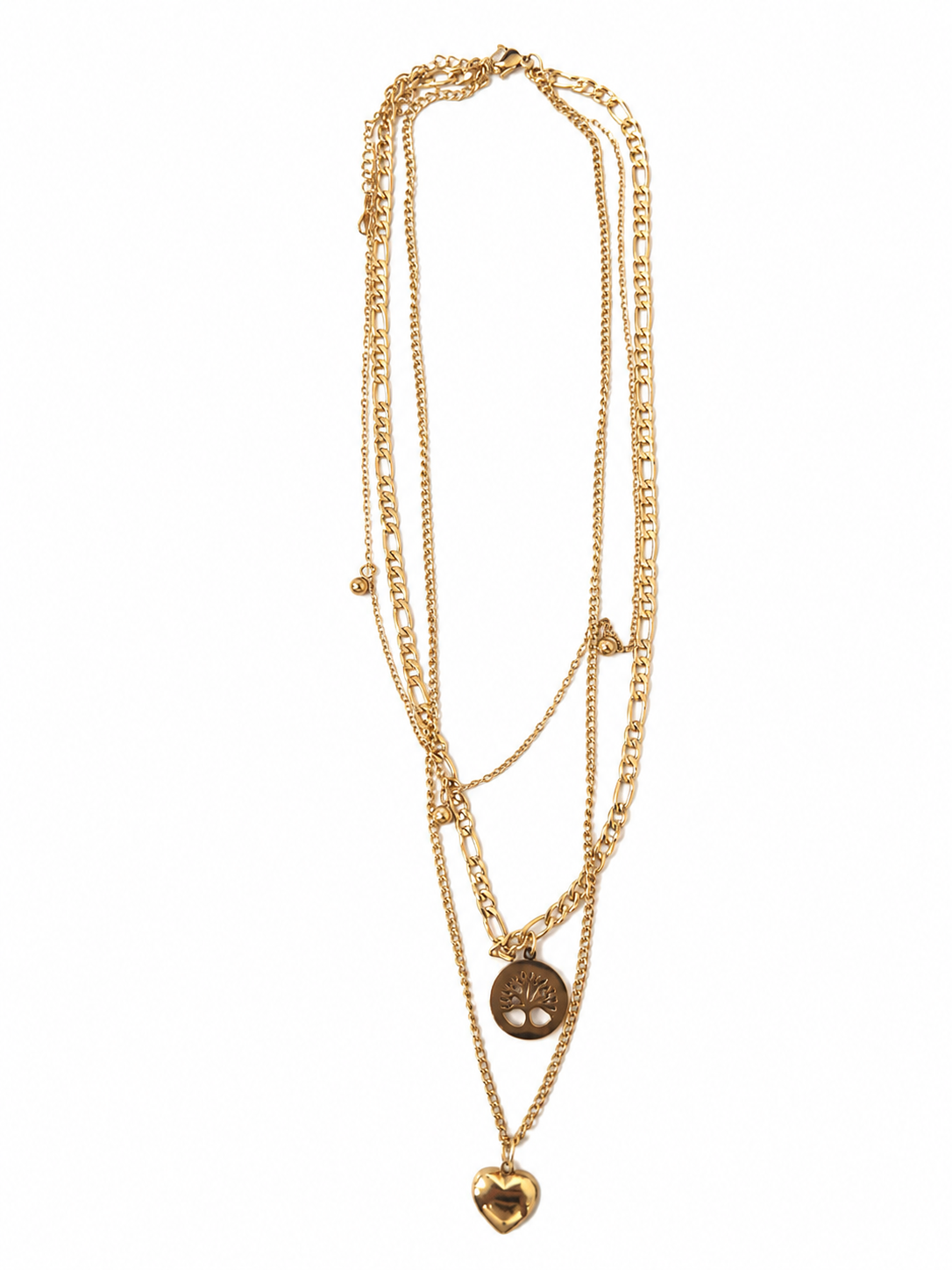Collar Multicapa Dorado para Mujer con Dices de Corazón y Árbol de la Vida – Estilo Elegante Fashion.