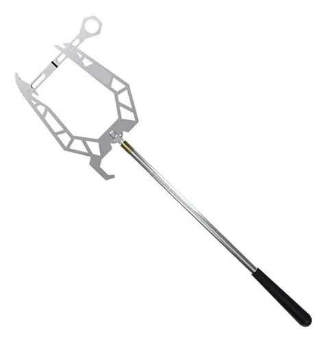 Gancho telescópico de amarre para barcos diseñado para enhebrar cuerdas a distancia.
