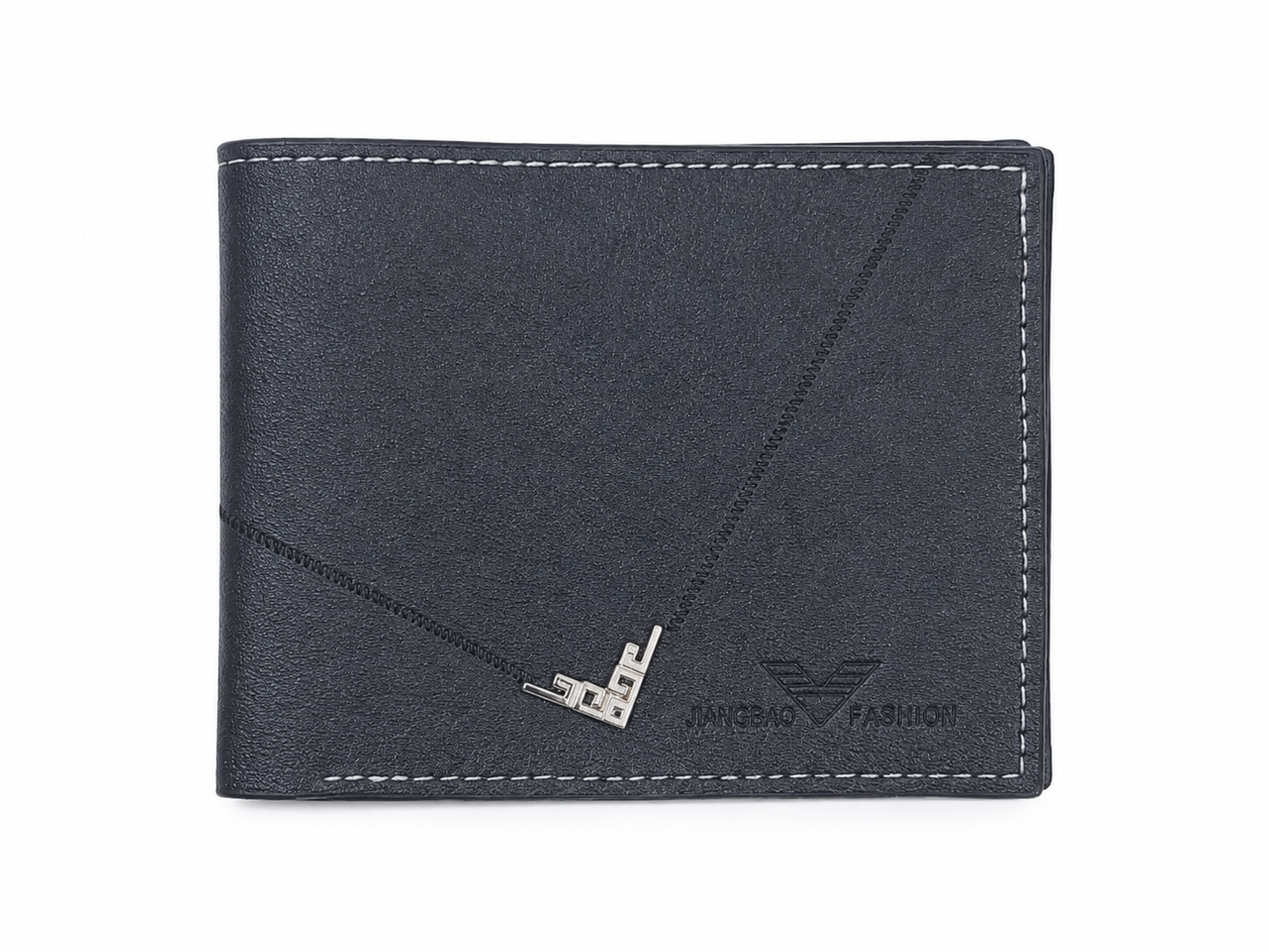Billetera plegable para hombre de cuero sintético color negro.