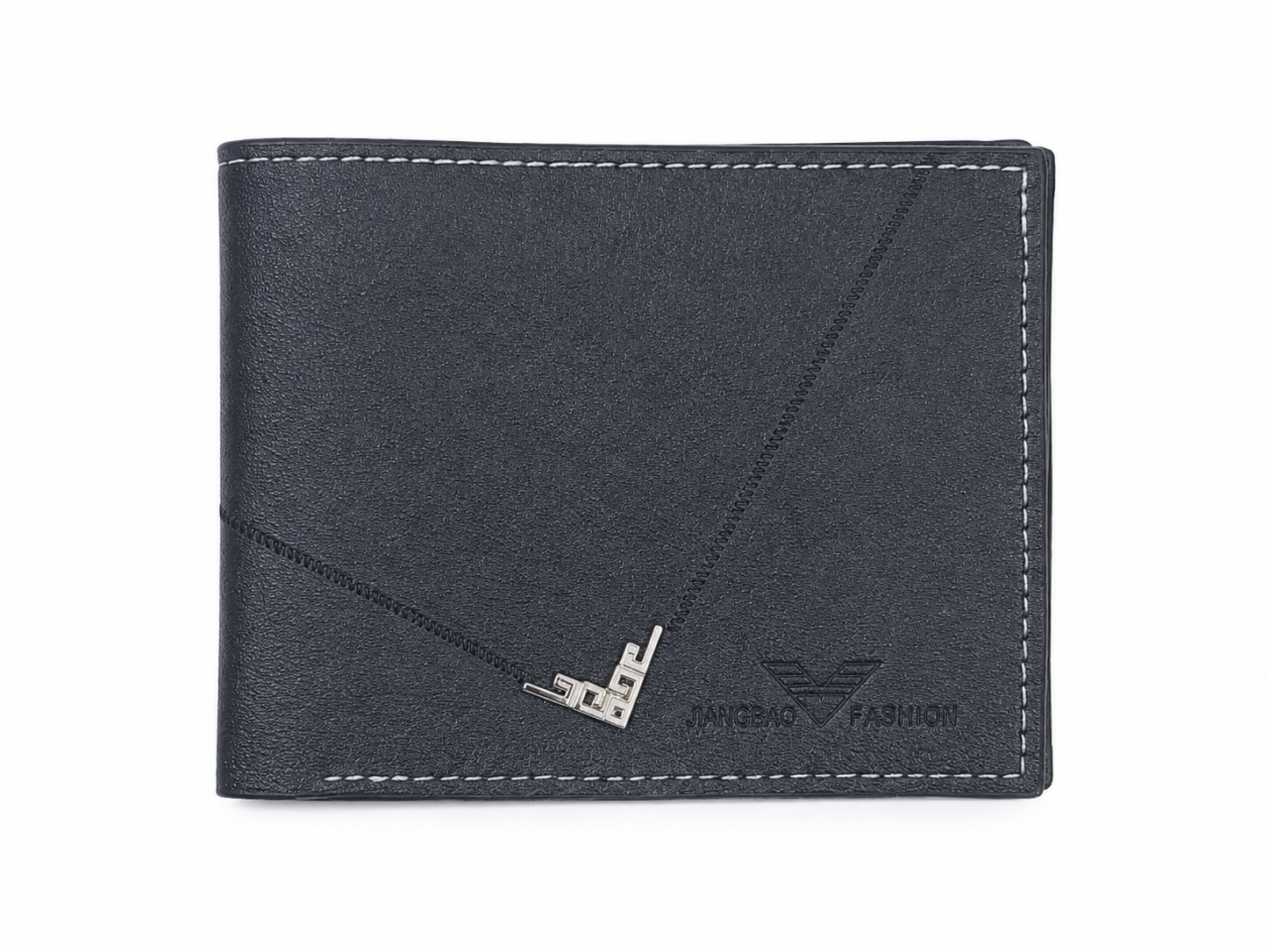 Billetera plegable para hombre de cuero sintético color negro.