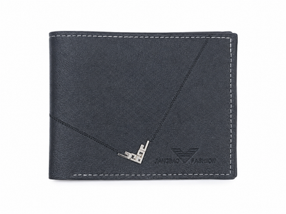 Billetera plegable para hombre de cuero sintético color negro.