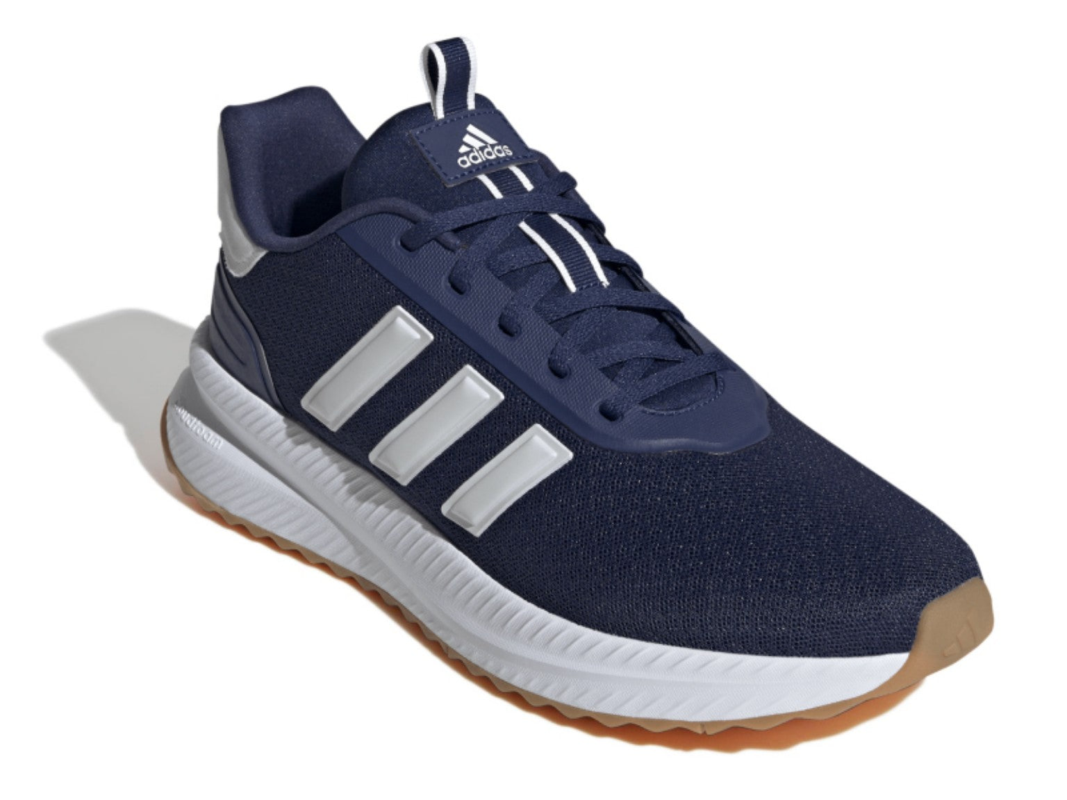 Tenis deportivos azul marino con detalles blancos y suela de goma, talla 10.5.