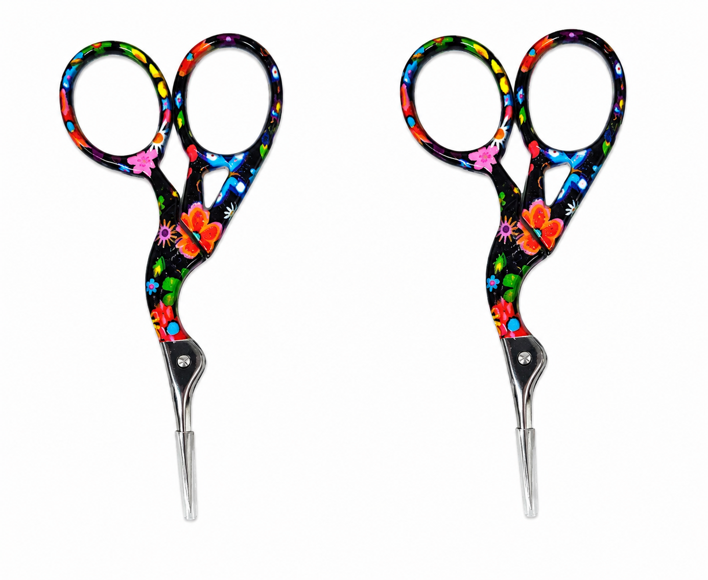 Set de 2 Tijeras Pequeñas de Precisión con Diseño Floral y Puntas Finas de Acero Inoxidable.