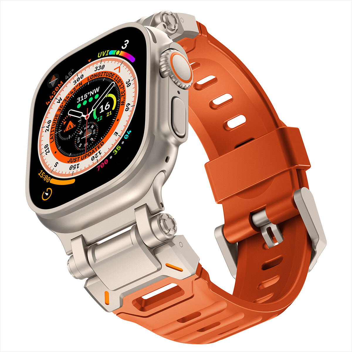 Correa de reloj inteligente estilo deportivo y blindado, compatible con Apple Watch de 44mm a 49mm.