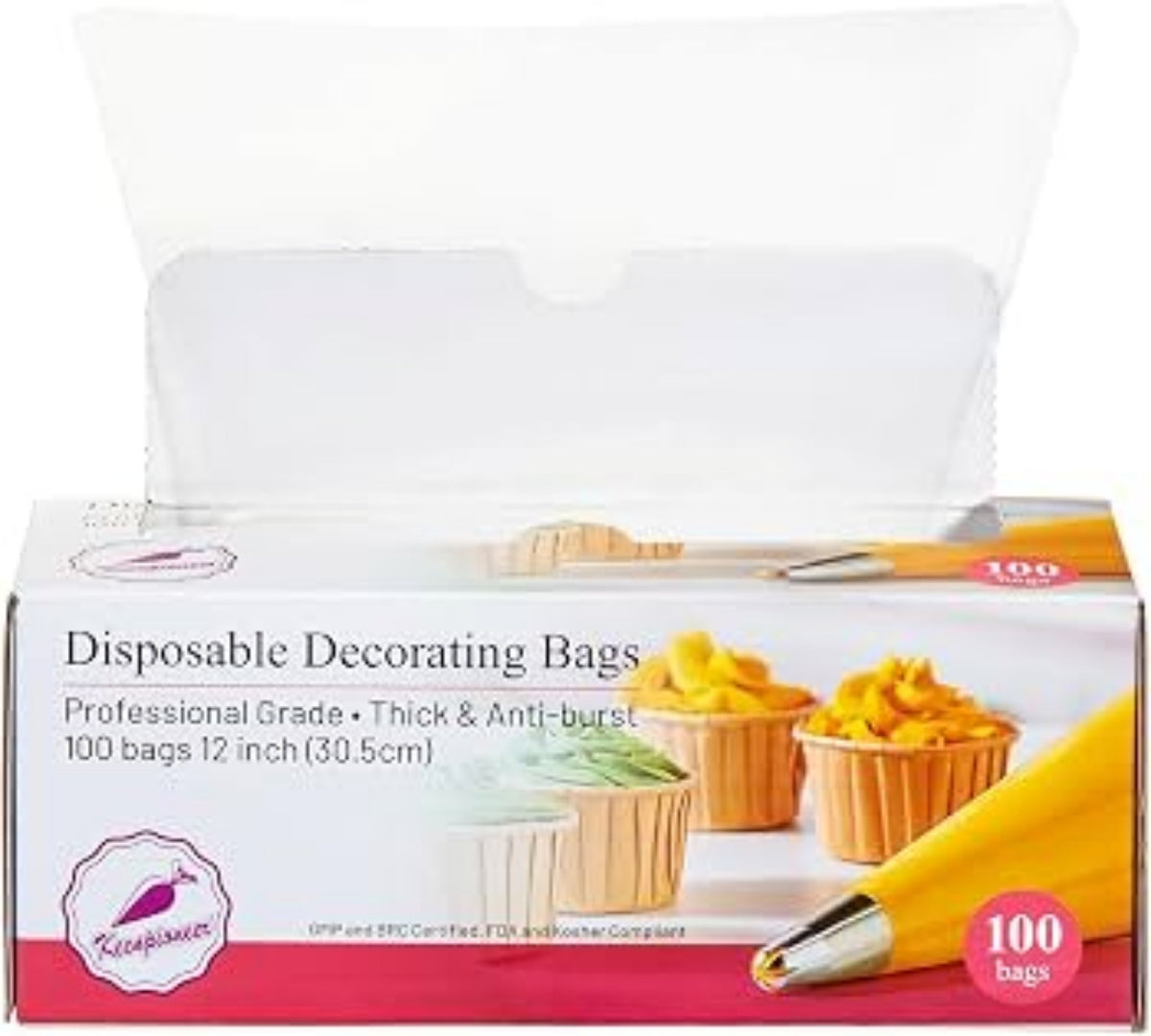 Bolsas Desechables para Decoración de Repostería de 12 Pulgadas, 100 Unidades.