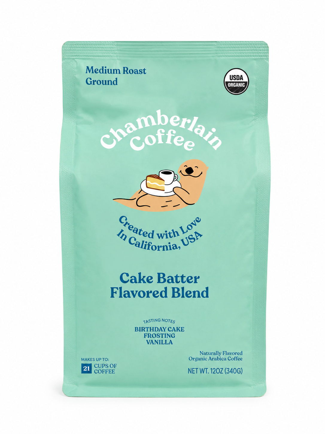 Café molido orgánico sabor Cake Batter, tueste medio, 12 oz.