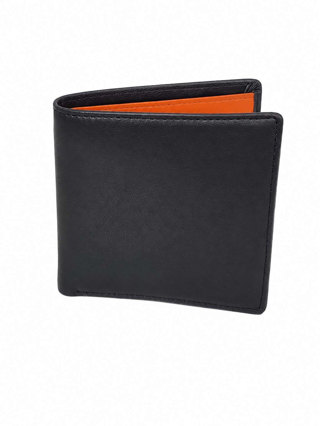 Billetera Plegable Minimalista de Cuero Sintético con Interior Contrastante.