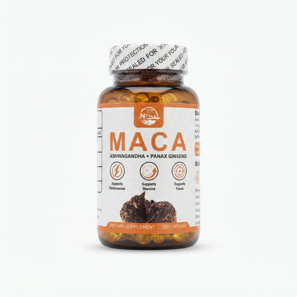 Suplemento dietético de 120 cápsulas, formulado para apoyar el rendimiento físico, la energía y la concentración.