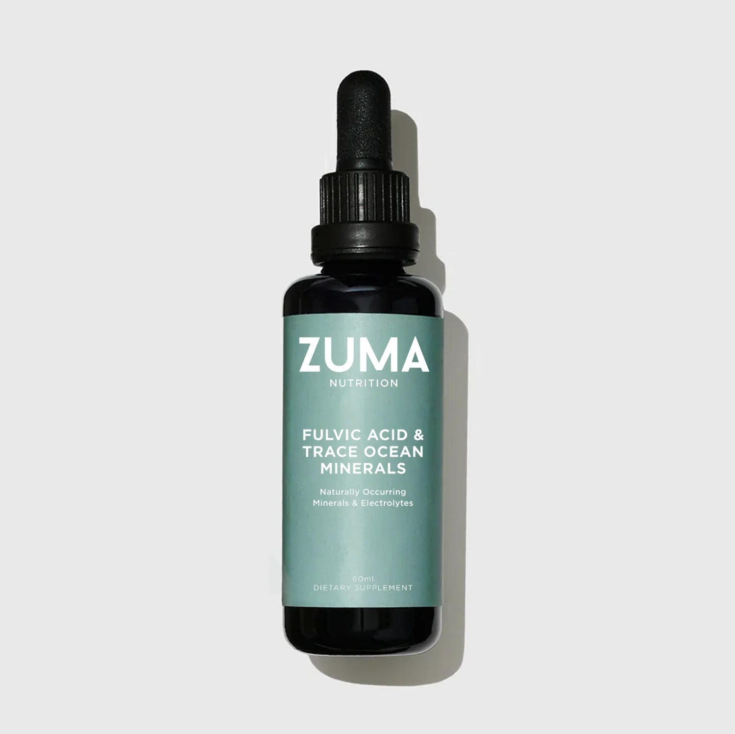 Suplemento líquido de 60 ml contiene ácido fúlvico y minerales oceánicos traza.