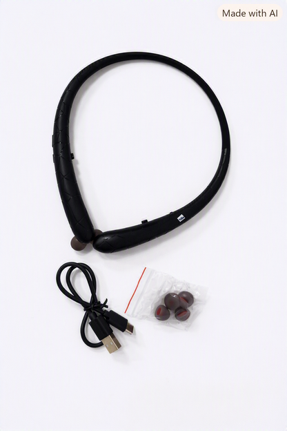 Juego de audífonos inalámbricos Bluetooth con banda para el cuello.