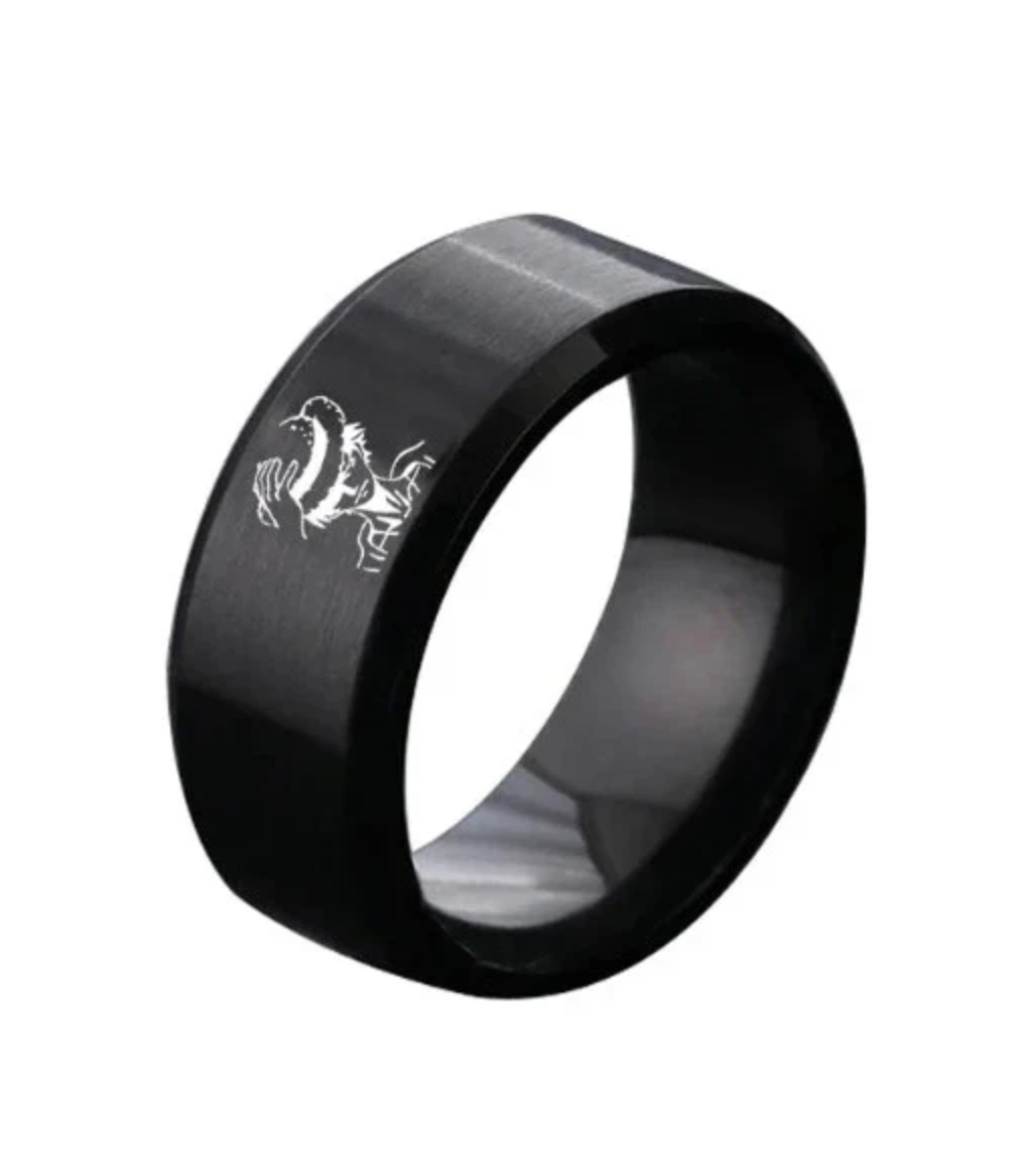 Anillo de One Piece Monkey D. Luffy color negro size 9.