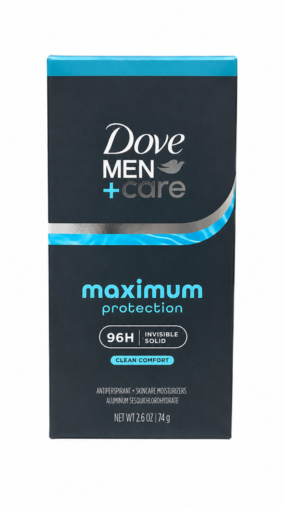 Antitranspirante en Barra Invisible para Hombre con Protección de 96 Horas, Clean Comfort.