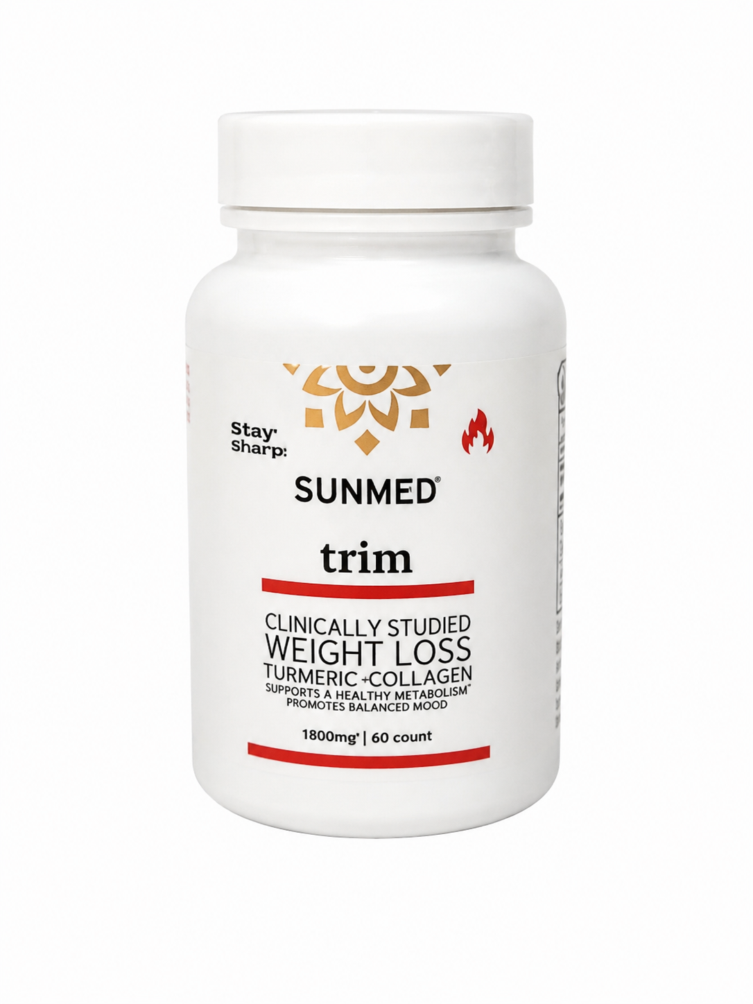 Suplemento alimenticio Trim con cúrcuma y colágeno 1800 mg, 60 unidades.