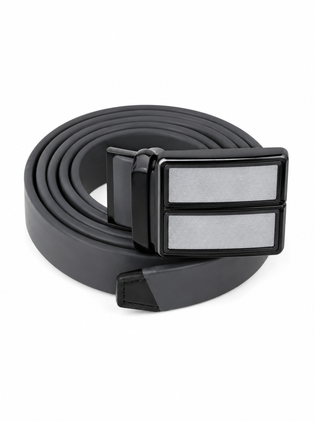 Cinturón Negro de Hebilla Rectangular Elegante.