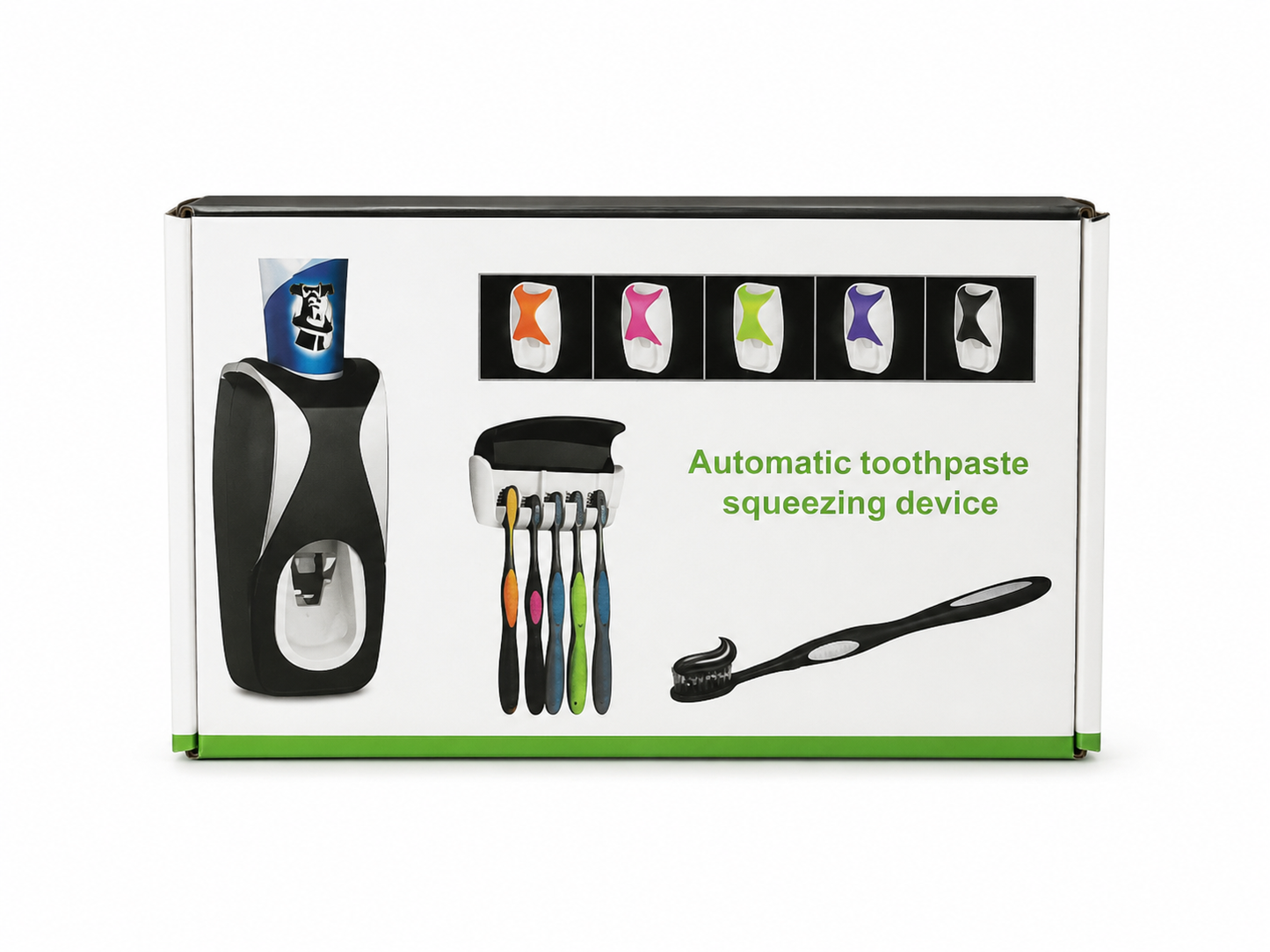 Dispensador Automático de Pasta Dental con Soporte para Cepillos de Pared.