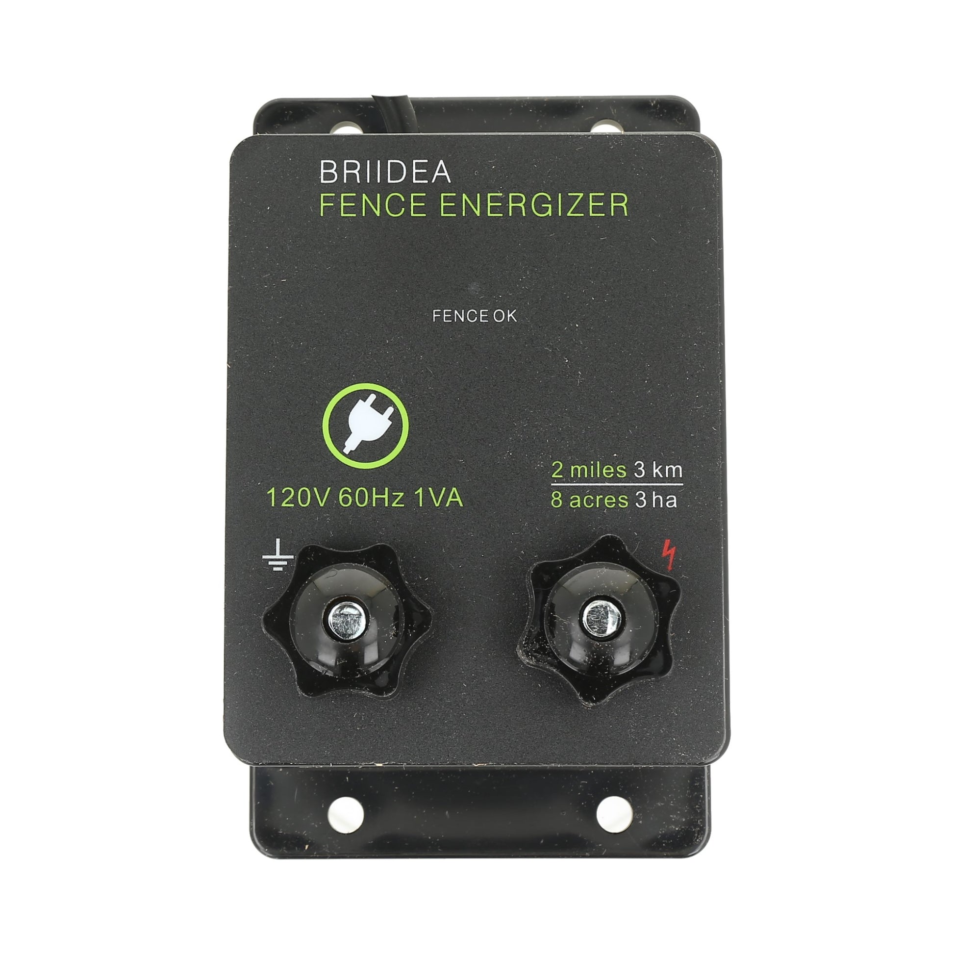 Energizador de cerca eléctrica Briidea 120 V 60 Hz 1 VA 2 millas 8 acres