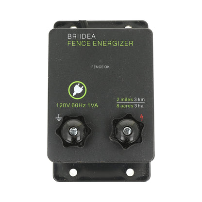 Energizador de cerca eléctrica Briidea 120 V 60 Hz 1 VA 2 millas 8 acres