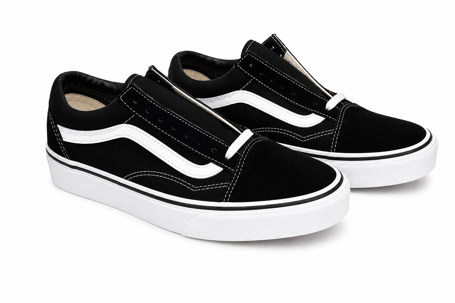 Zapatillas Skate Modelo Old Skool Color Negro/Blanco, Talla 7.