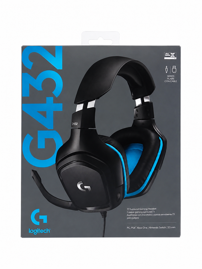 Audífonos gaming alámbricos G432 con sonido envolvente 7.1 y micrófono abatible.