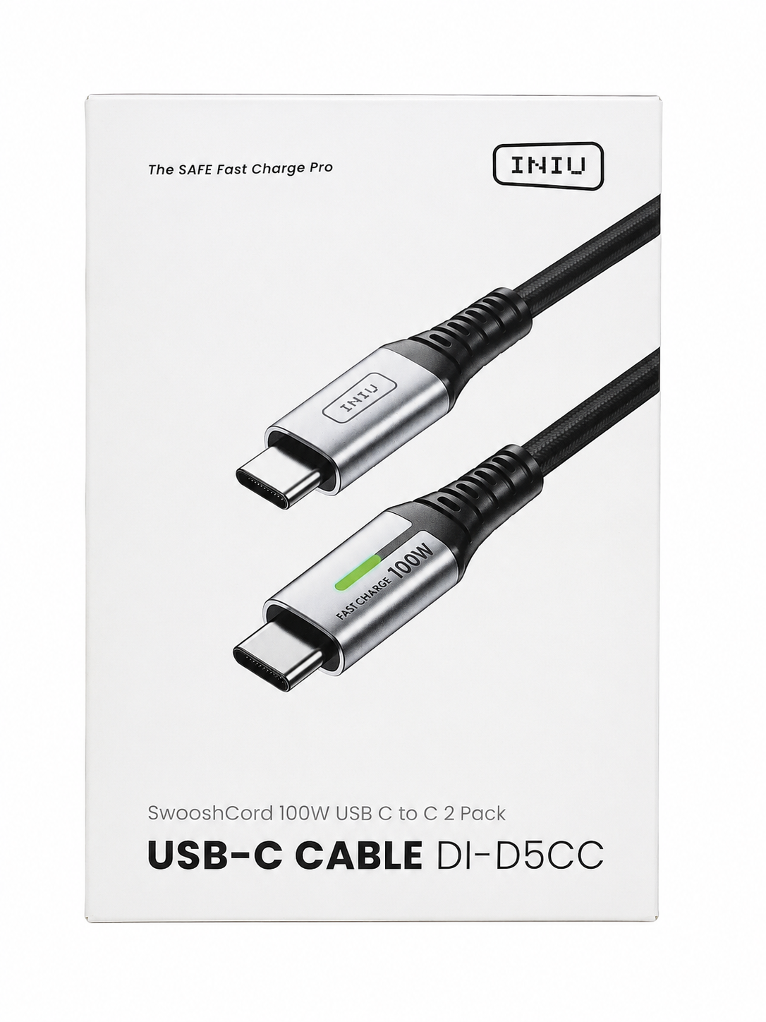 Cable USB Tipo C a USB Tipo C de 100W para Carga Rápida y Transferencia de Datos, Paquete de 2 Unidades.