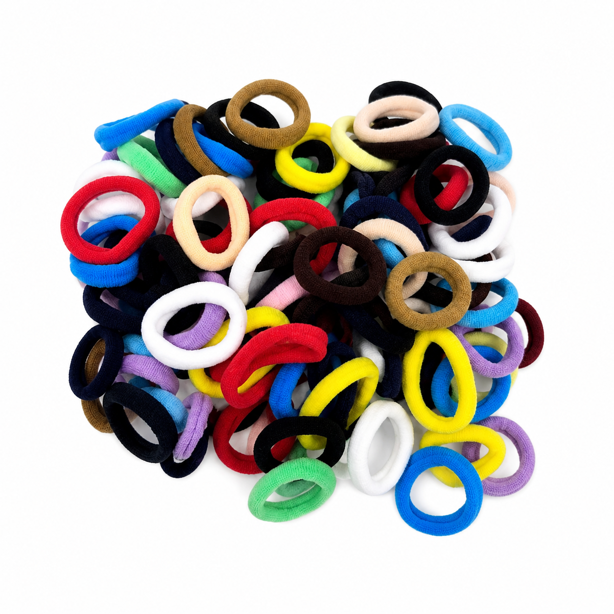 Set de Bandas Elásticas para Cabello Multicolor de Tela Suave.